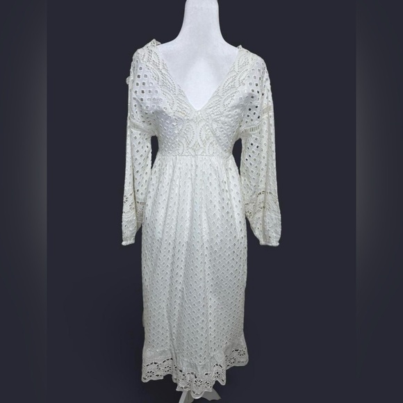Anthropologie Forever That Girl White Lace Midi Dress. - Picture 3 of 8